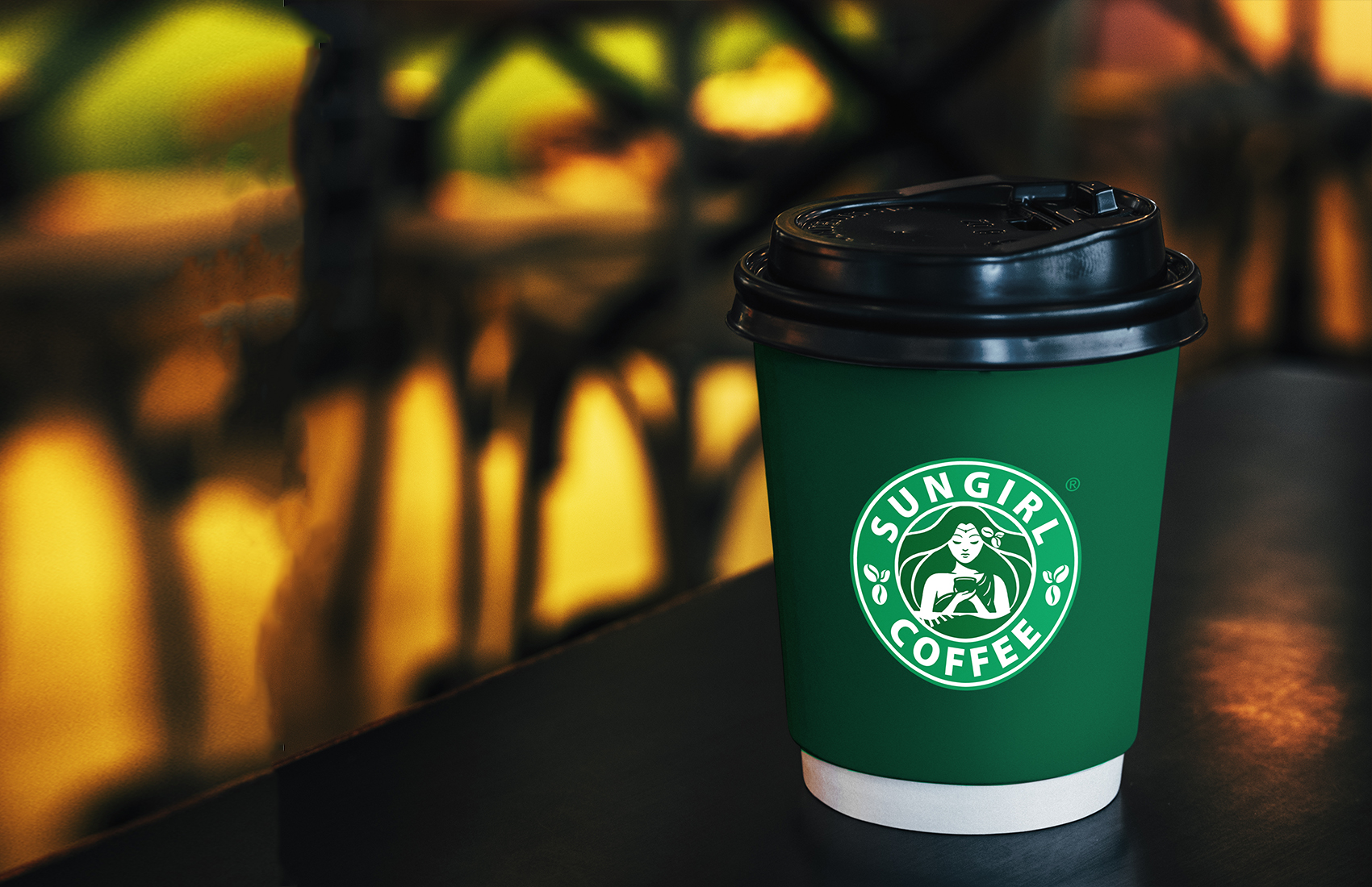 Disposable coffee paper cup mockup design
